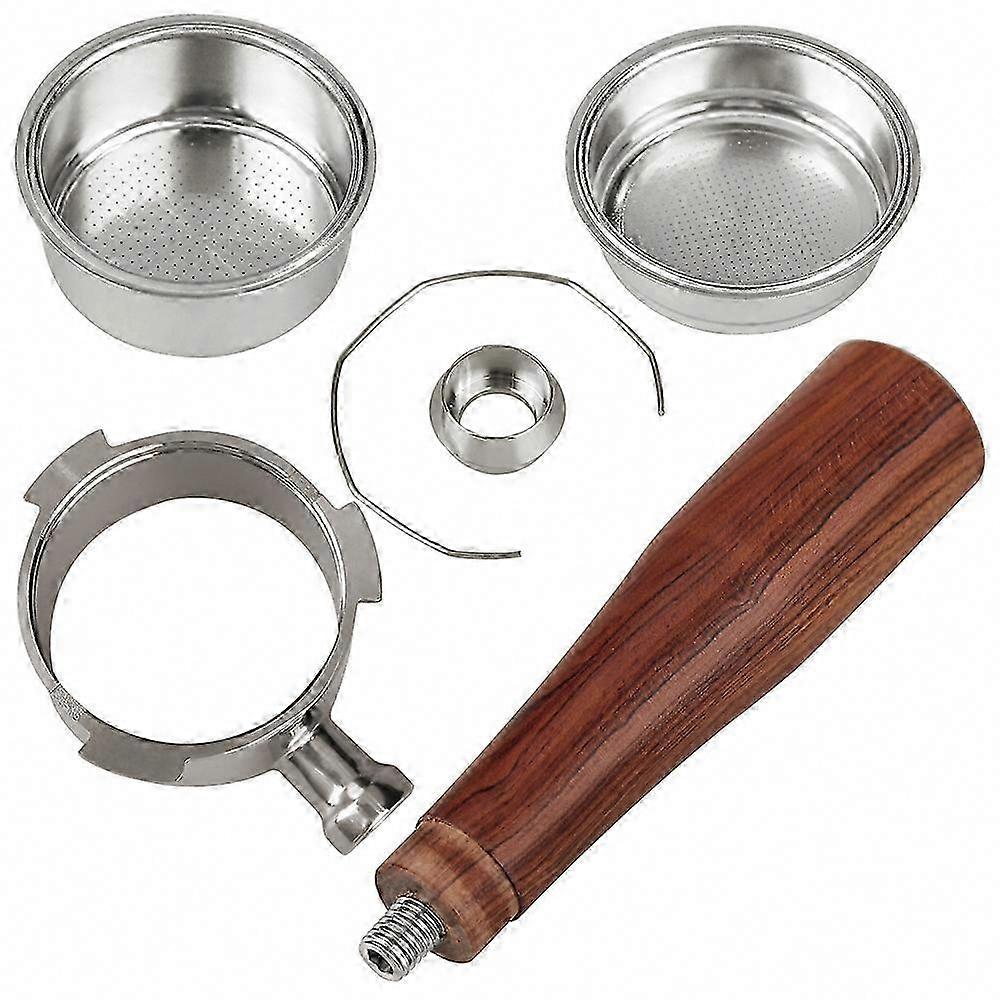51mm Bottomless Portafilter for DeLonghi EC680 & EC685 Espresso Machine with Rosewood Handle & Filter Basket