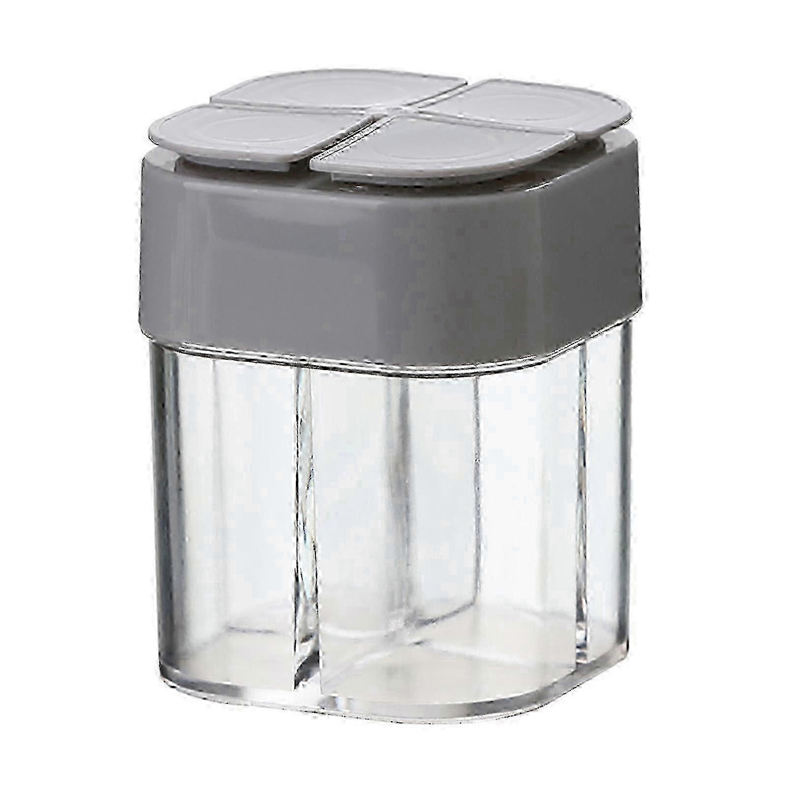 Multifunctional Portable Dustproof 4 Compartment Seasoning Box with Clear Spice Storage Container for Kitchen Essentials