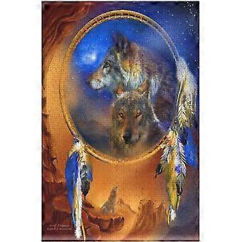 Dreamcatcher Wolf 300 Peças Quebra-cabeças de Madeira para Adultos & Crianças - Quebra-cabeças para Adultos Adolescentes Divertidos Jogos de Quebra-cabeças