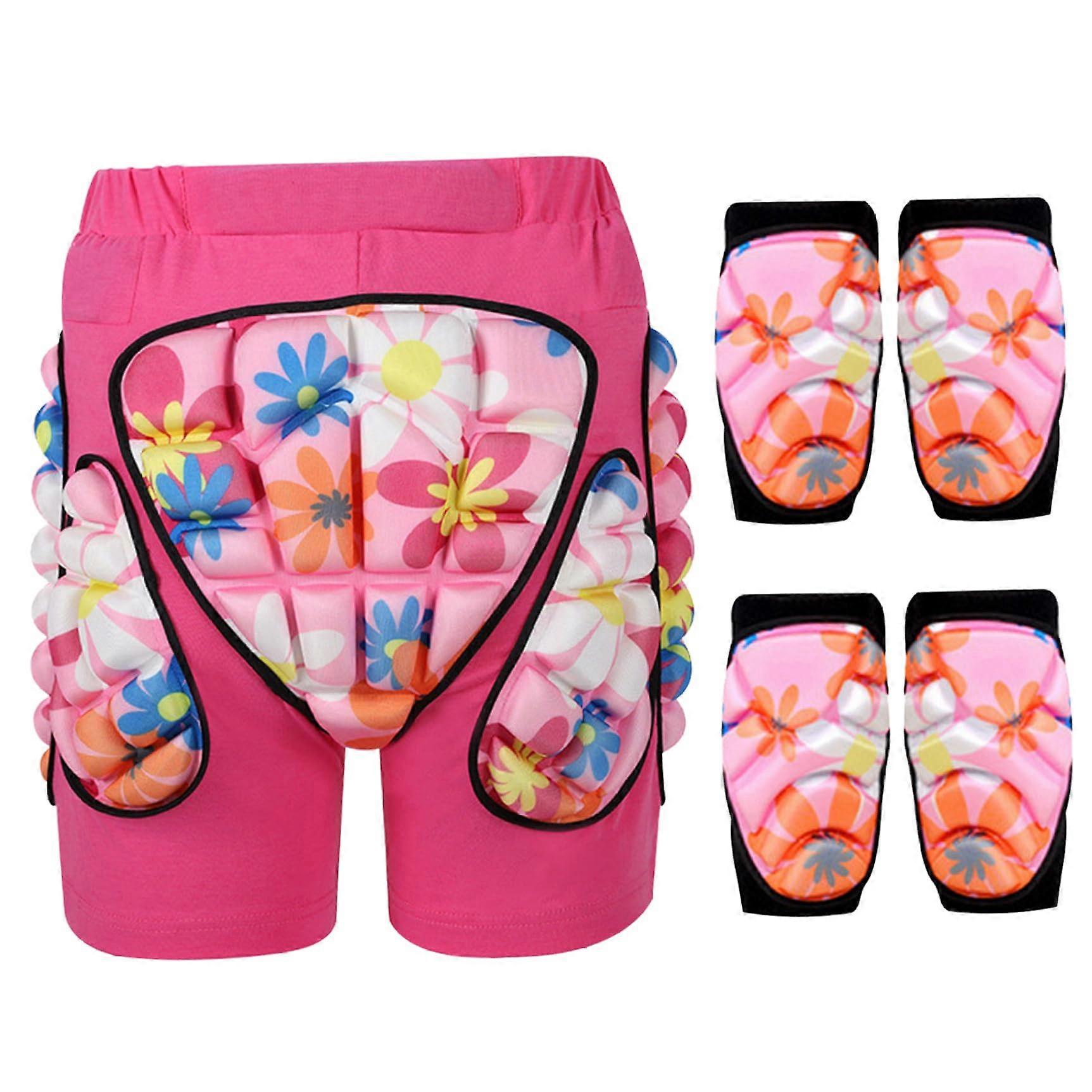 Snowboard Protective Gear Set for Kids: EVA Padded Shorts With Knee and Elbow Pads, Thick Ripple Design, Size S-XL