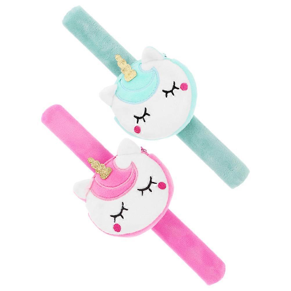 Unicorn Slap Bracelet Coin Purse Classroom Prizes Lightweight Assorted Color Polyester Steel for 2Pcs