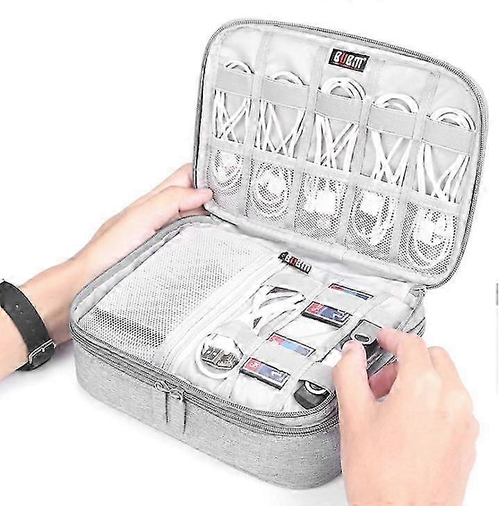 Waterproof Electronic Accessories Case Portable Double Layer Cable ...