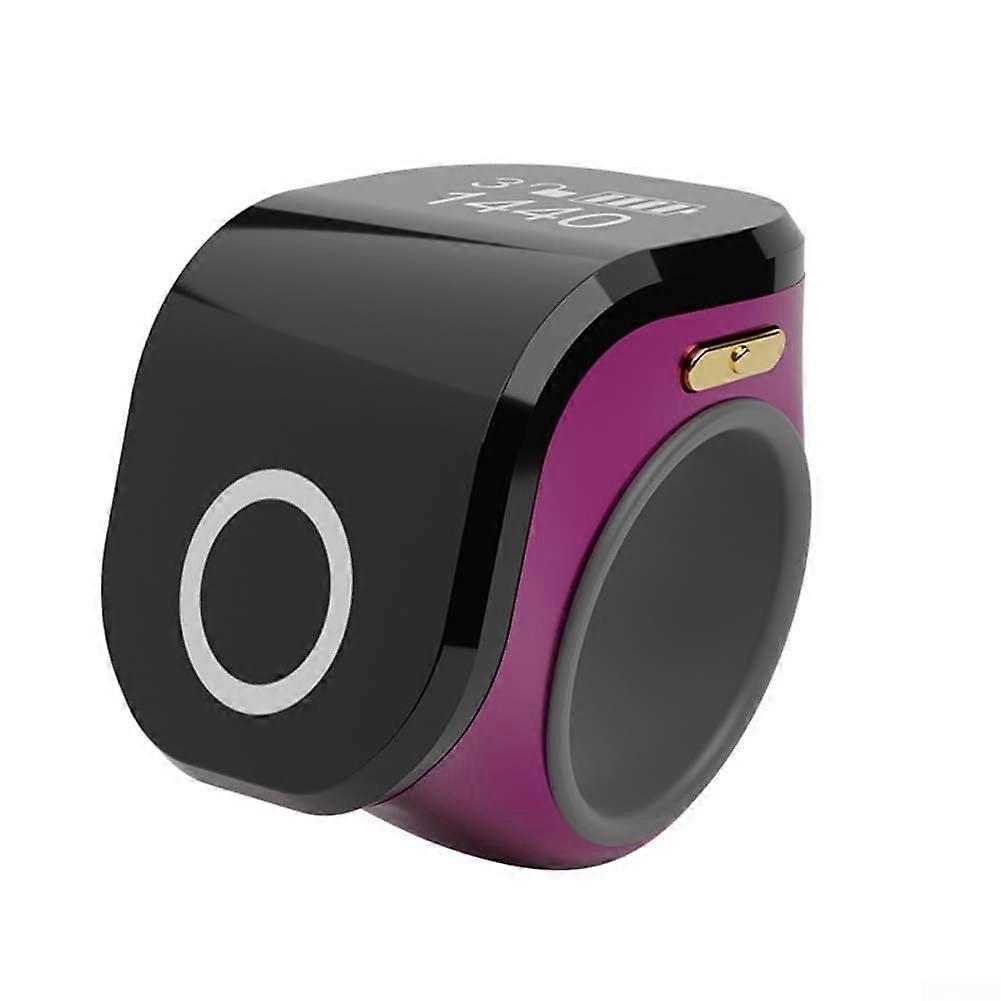 Smart Ring Controller - 4-Digit Adjustable Waterproof Counting Ring for Prayer Reminders, 7x7x4CM, Purple