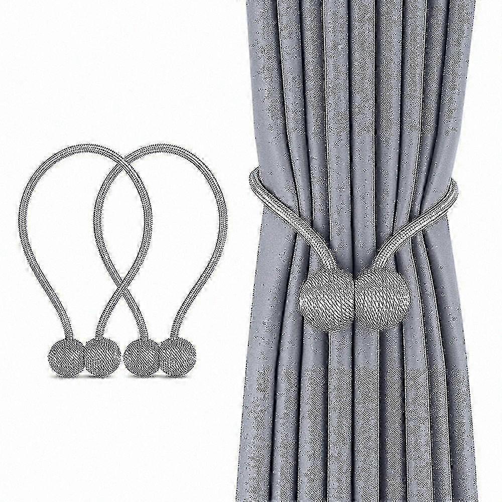 Magnetic Curtain Tiebacks with Rope, Set of 2 for Home Decor