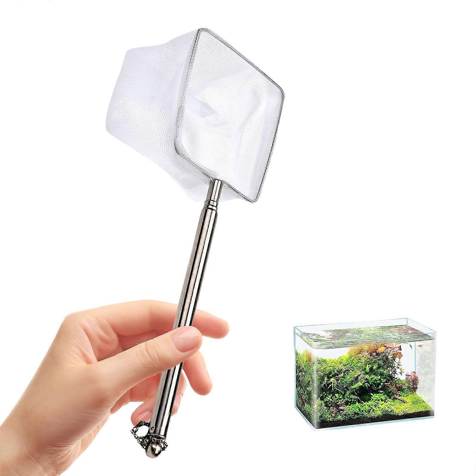 Telescopic Fishing Net, Nylon Screen, Adjustable Length For Small Fish Tanks, Prevents Injuries
