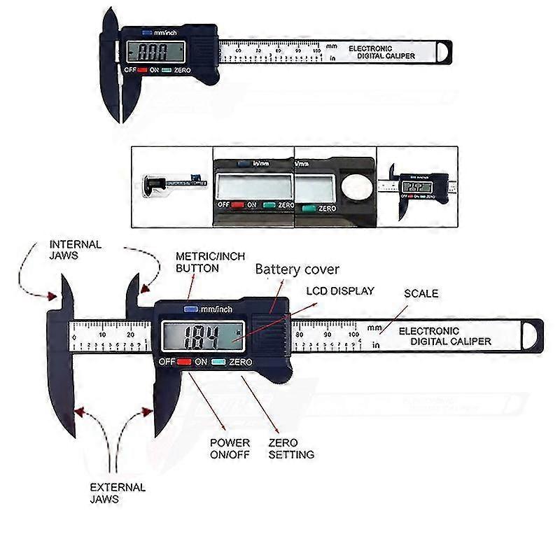 Ηλεκτρονική δαγκάνα Vernier 0-100mm LCD ψηφιακό πλαστικό μετρητή