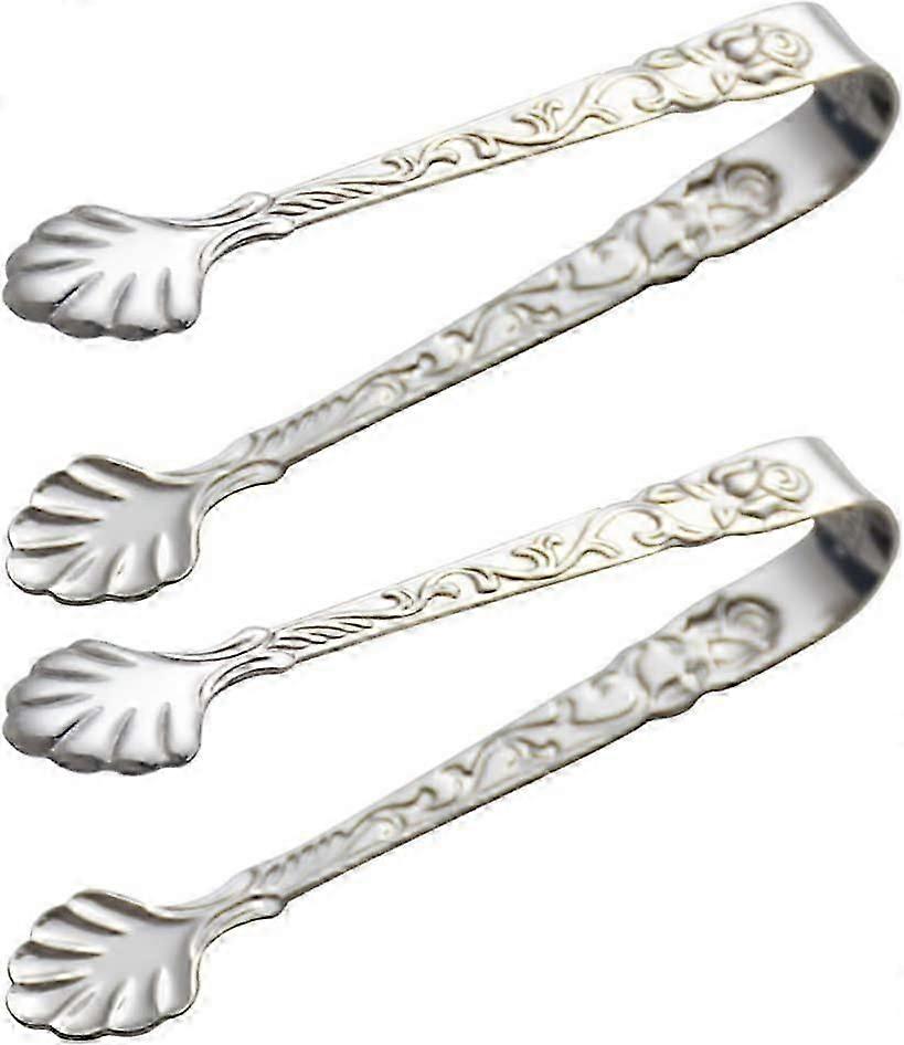 Lot de 2 pinces à sucre à glace vintage en acier inoxydable avec motif en relief