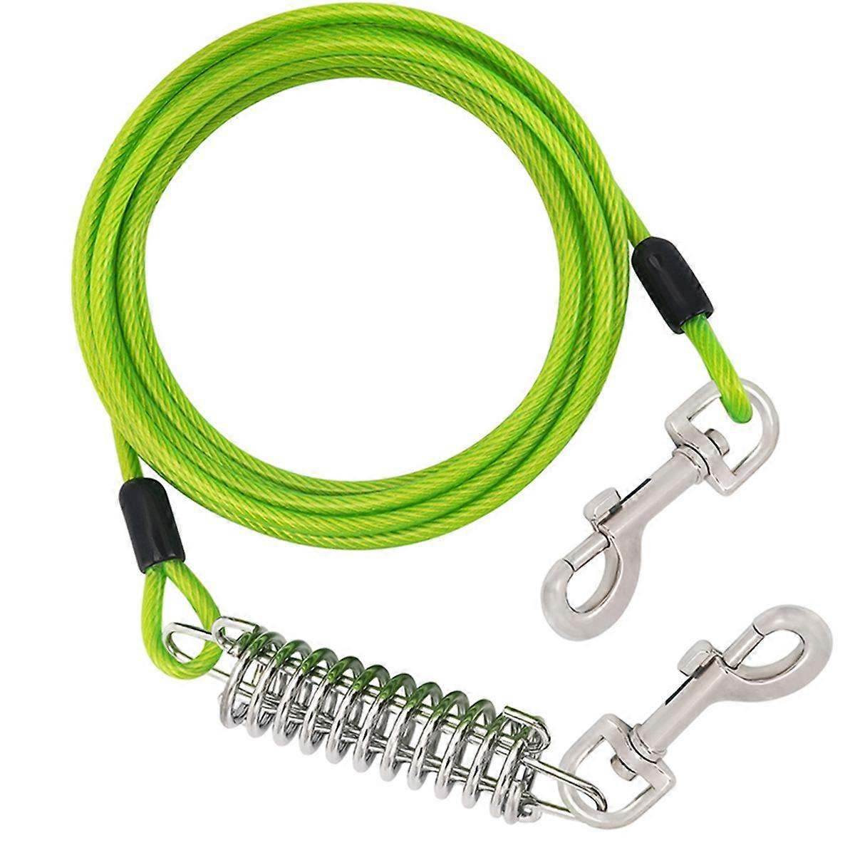 Dog Tie Out Cable Dog Runner for Yard Steel Wire Dog Leash with Superior Spring Large Dog Running in Outdoor,Green,B
