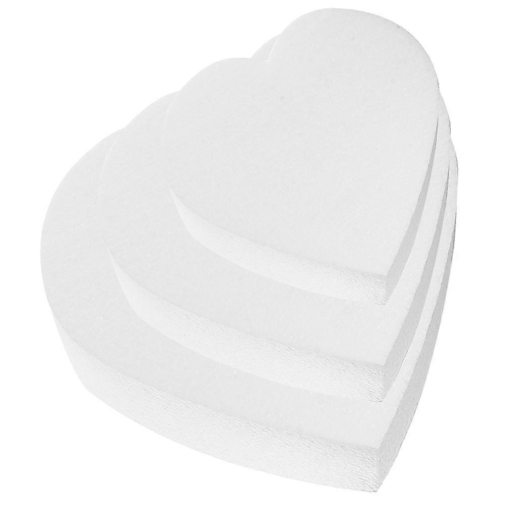Heart Shaped Foam Cake Dummy Models for DIY Use White Creative Design Baking Essential 3 Sizes