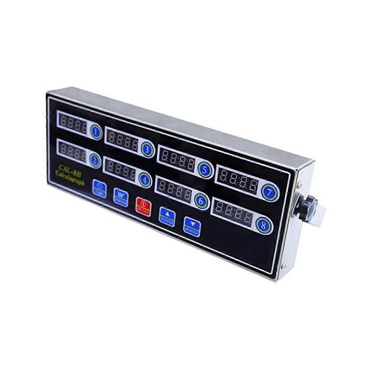 Commercial 8 Channels Digital Kitchen Timer, Stainless Steel Calculagraph Timer with Alarm , Clock