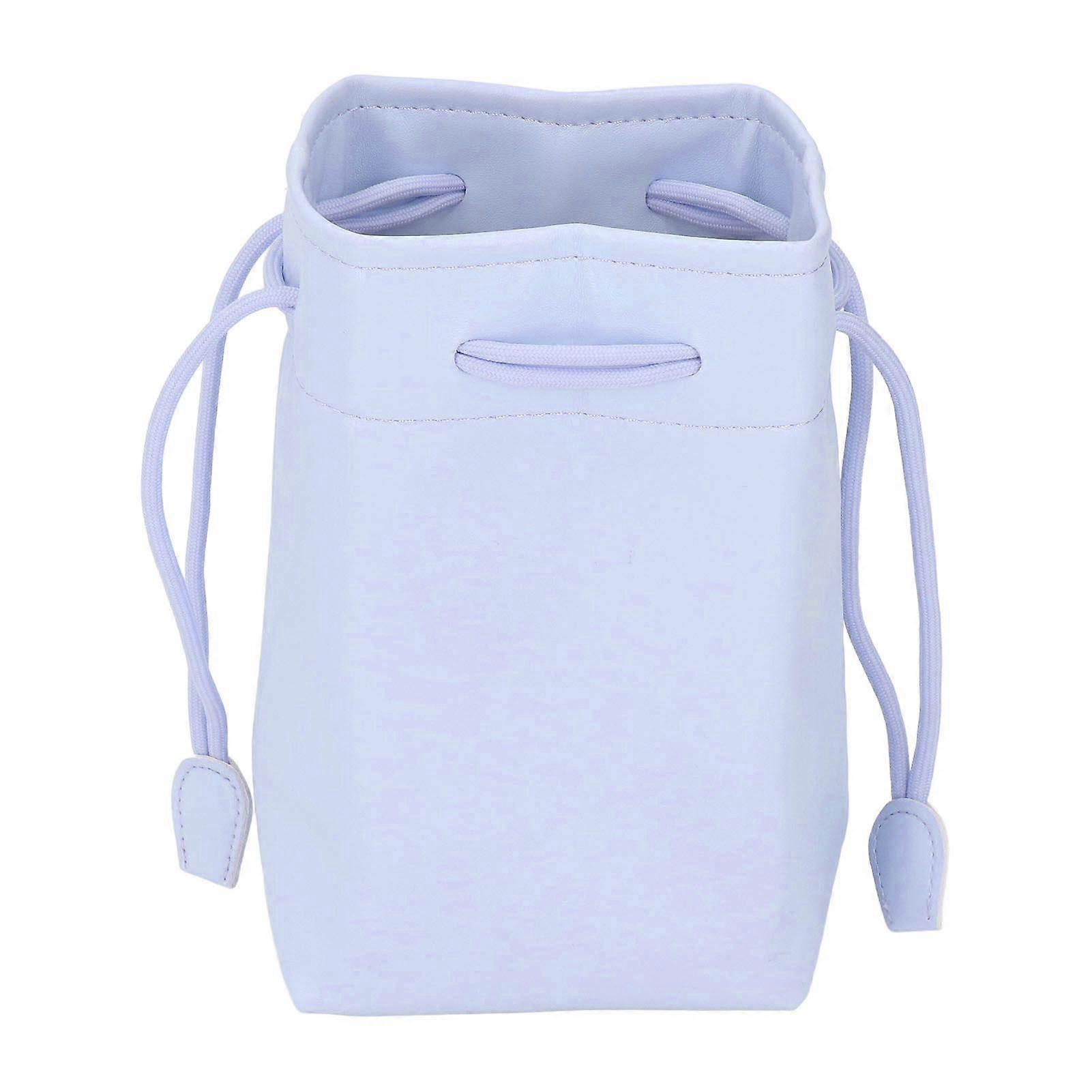 PU Leather Drawstring Pouch Bag Portable Waterproof Universal Instant Camera Film Printer Storage Organizer Blue