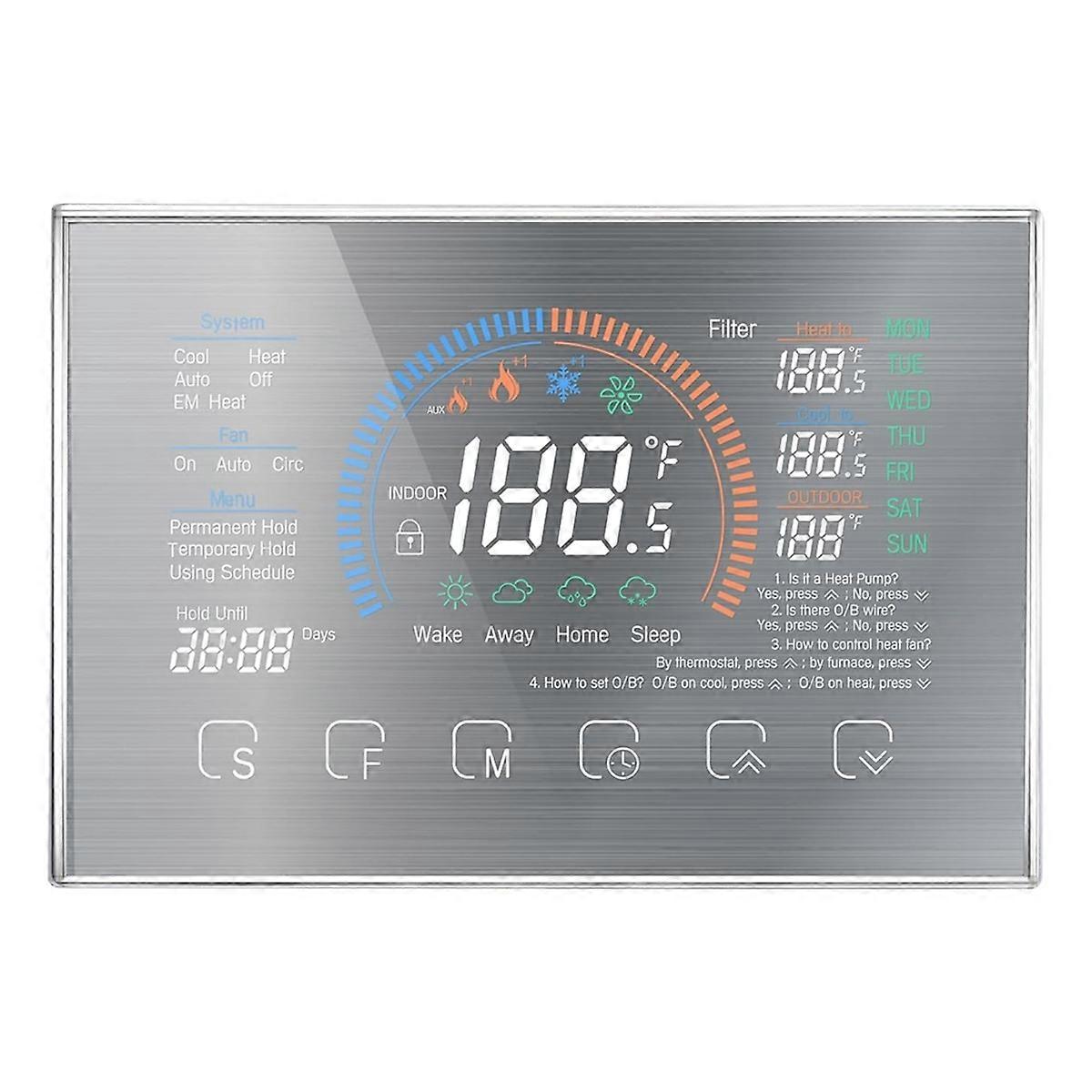 Smart WiFi Thermostat 4.8 Inch LCD Touch Screen Smart Thermostat for Heat Pump C-Wire Adapter Included