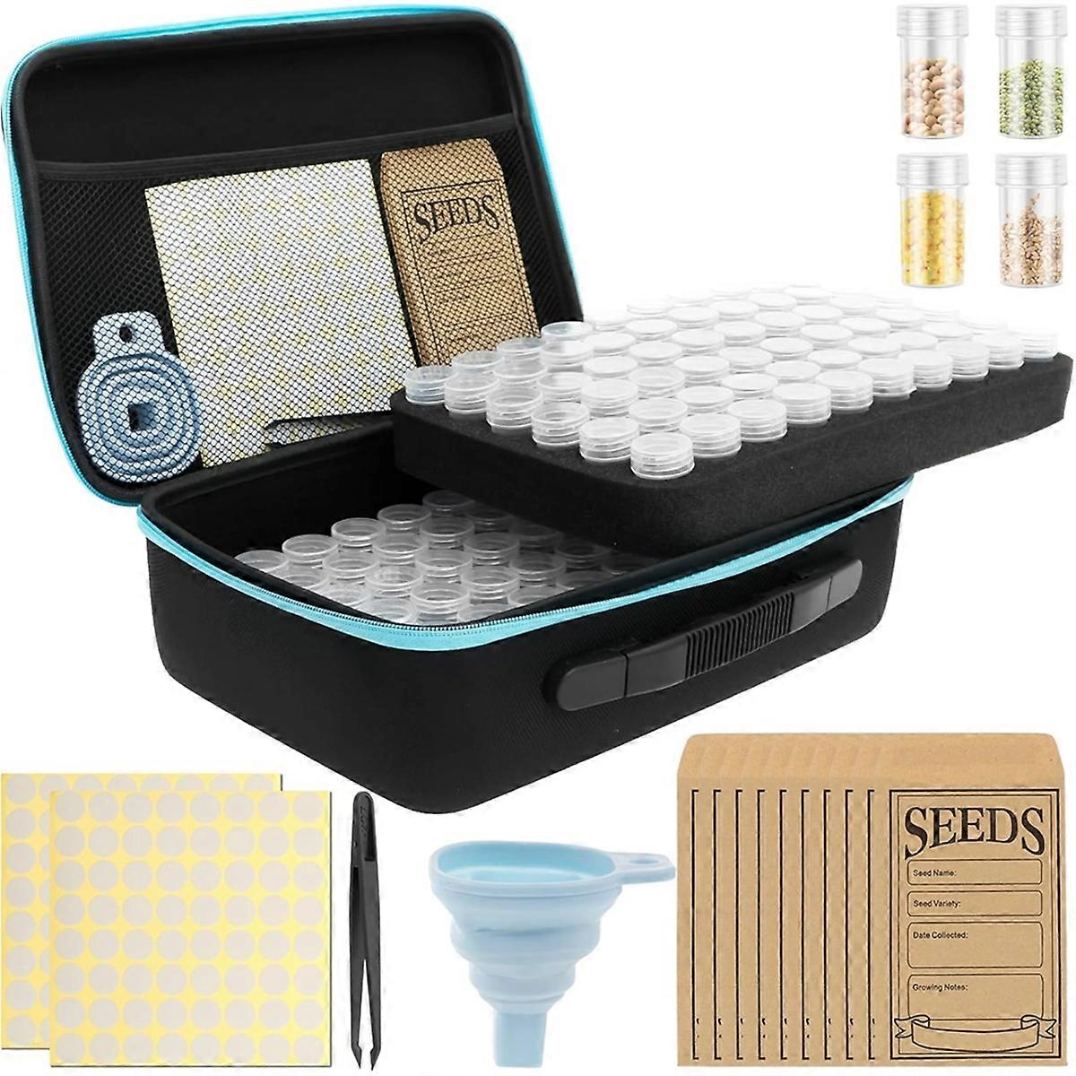 Plastic Seed Storage Organizer Box Sorting Seed Storage Container with Tweezer Funnel and Sticker Large for Flowers