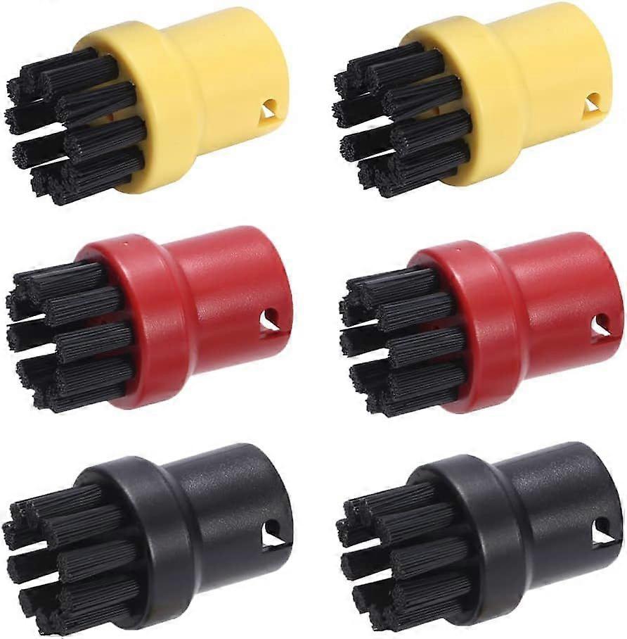 Ternel 6 Pack Steam Cleaning Brushes Round Brushes Set Replacement Round Brushes, Black Ye