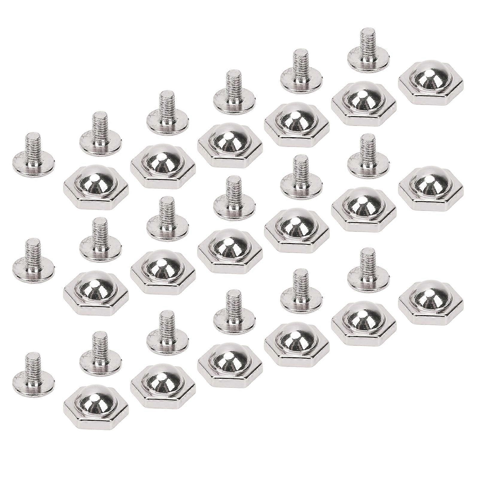 50 Sets 10mm Silver Hex Rivets Slotted Screws for Leather Crafts