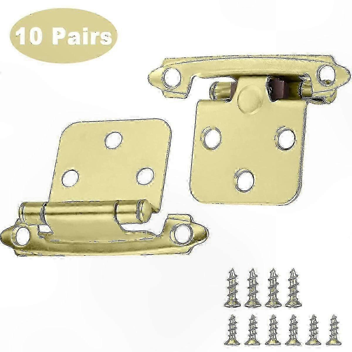 Self-Closing Flush Hinges - 10 Pairs of Brass Cabinet Hinges