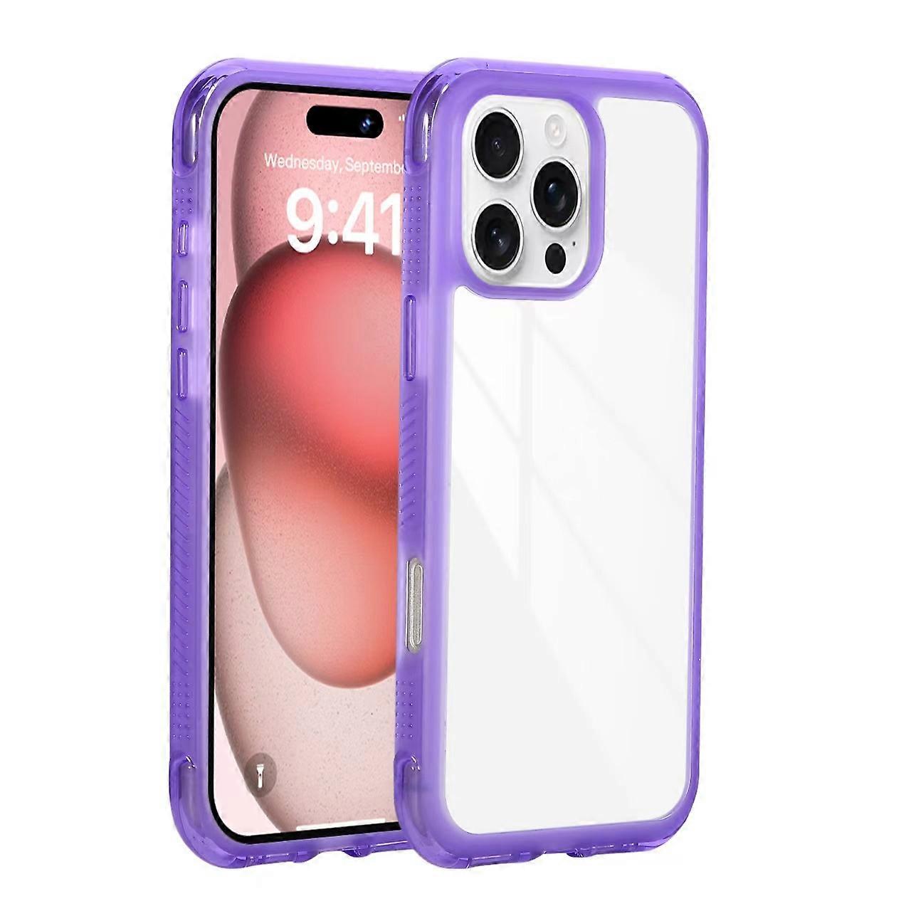 For iPhone 16 Pro Max Case Shockproof TPU+PC Phone Back Cover - Purple