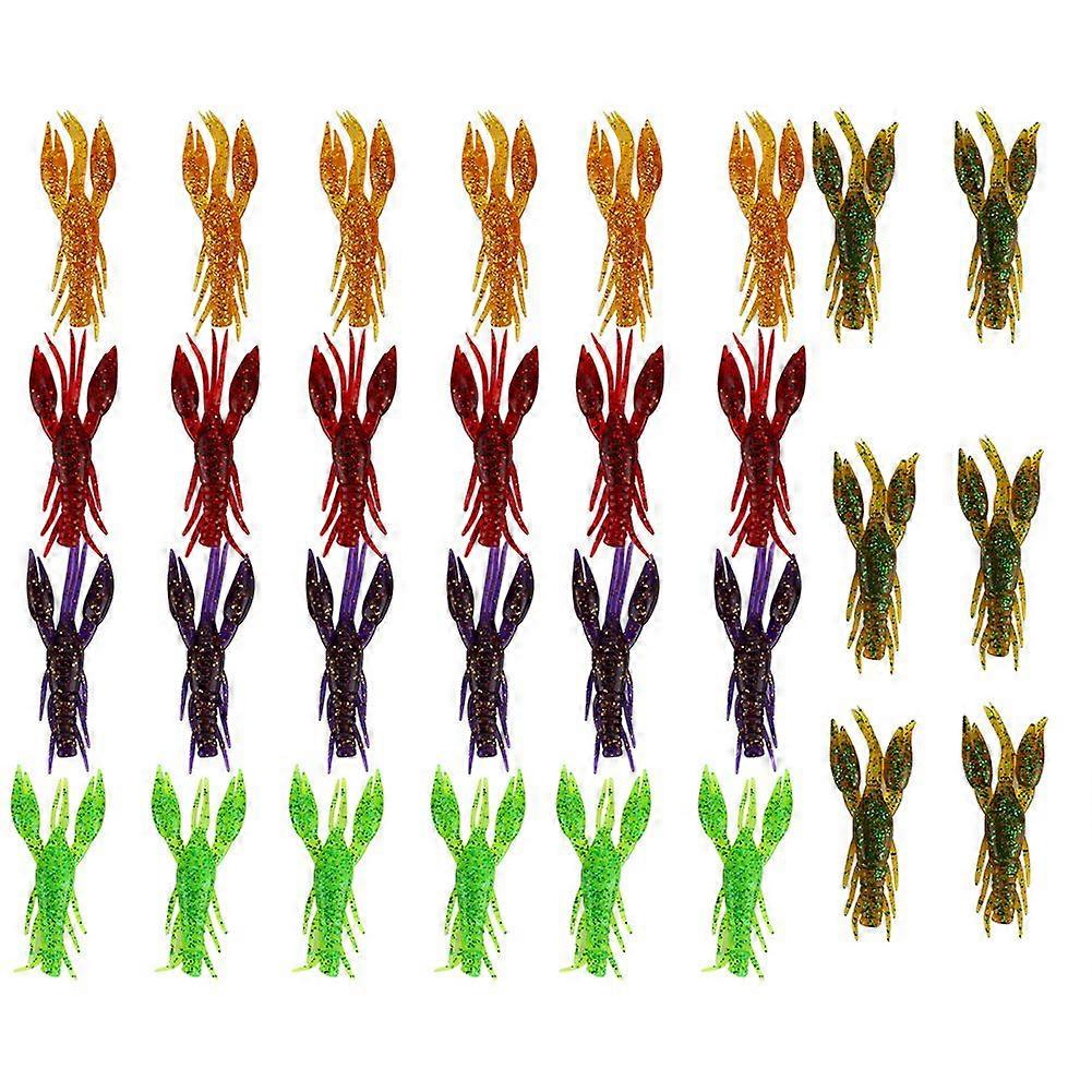30PCS PVC Five Colours 7.5cm 5.5g Artificial Crawfish Fishing Lures Soft Baits with Box