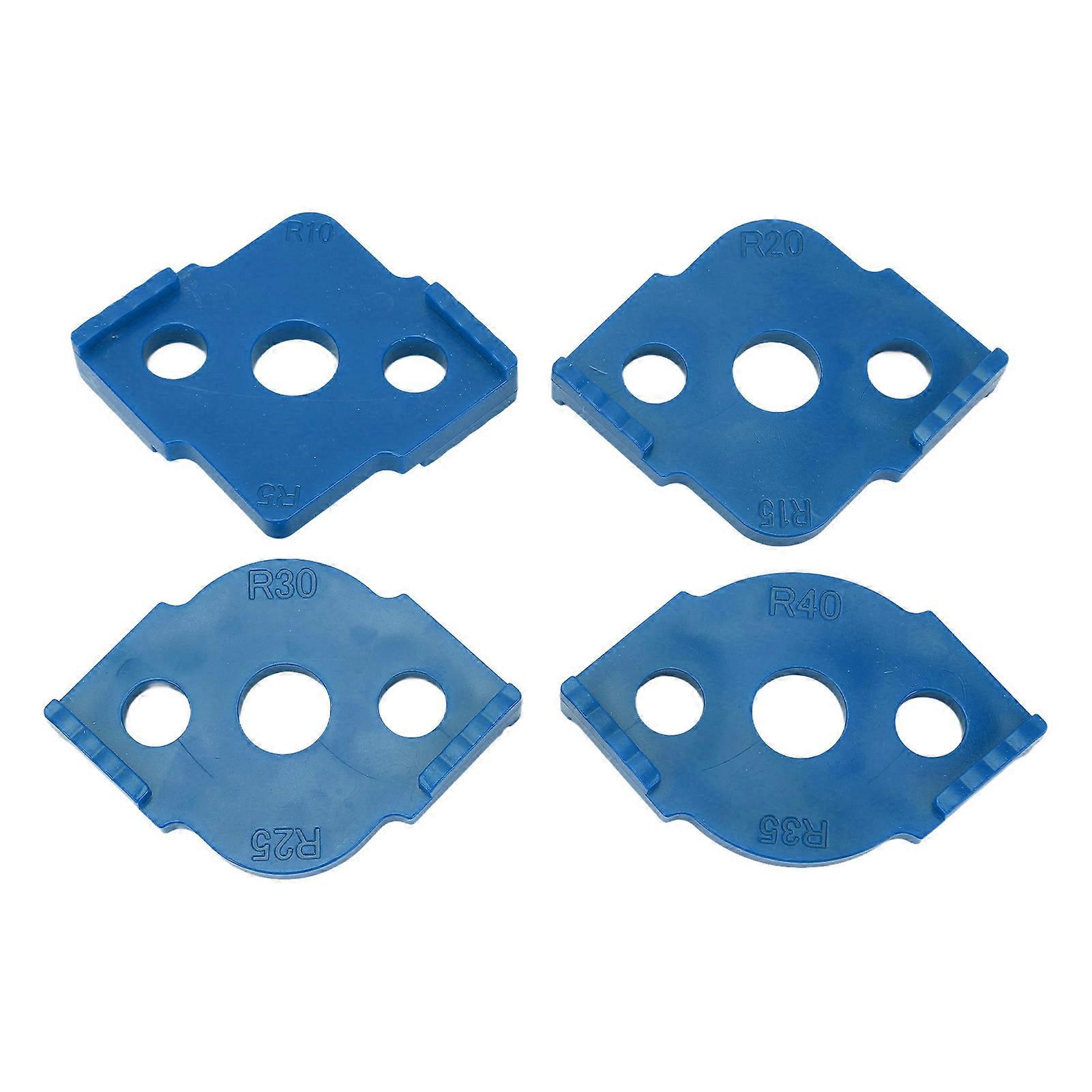 Lot de 4 gabarits d'angle en R, gabarit de fraisage pour rayon d'angle rond, localisateur d'angle pour menuiserie ABS, bleu