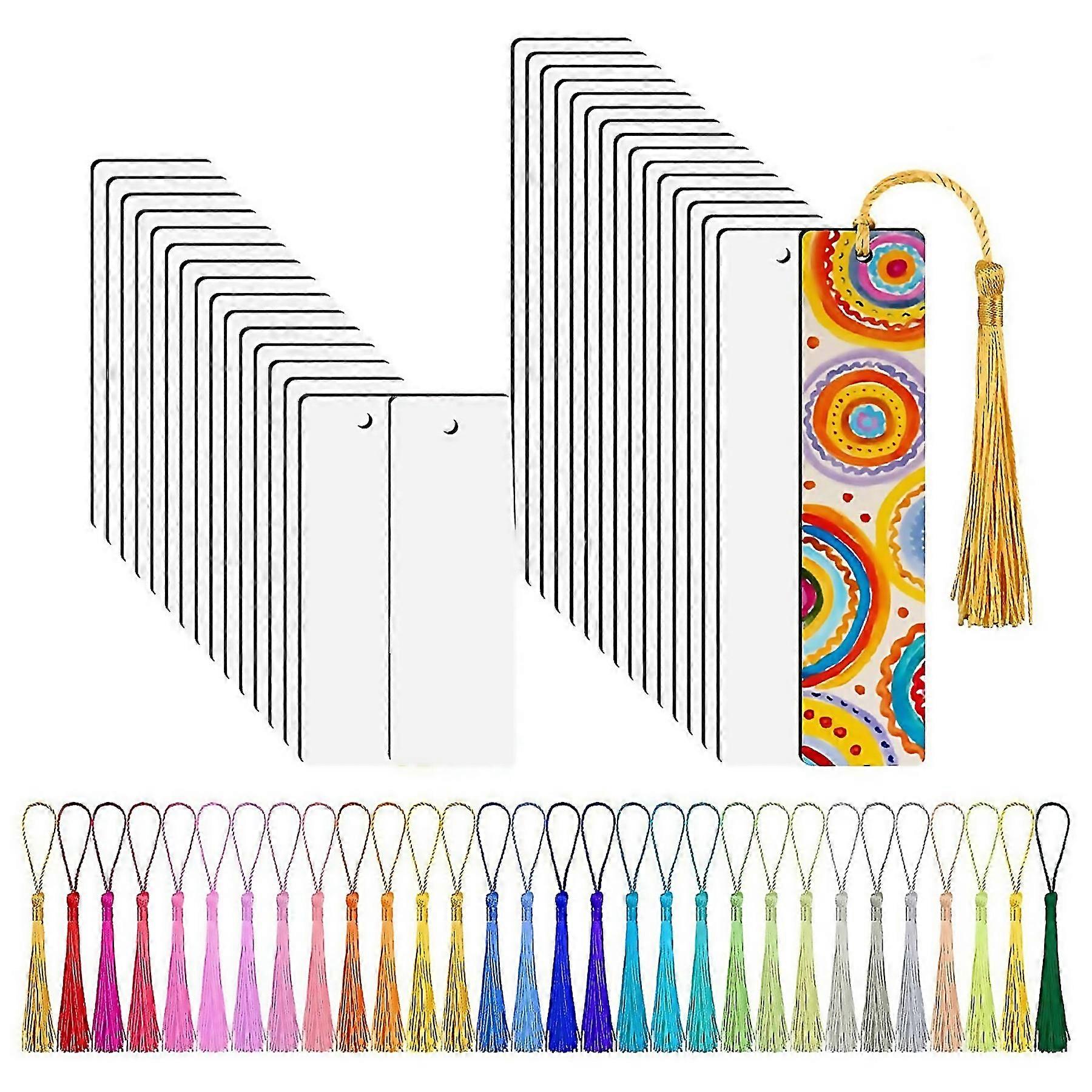 For 30 Pcs Sublimation Blanks Bookmark Sublimation Blanks With 30 Pcs Colorful Tassels For Diy Bookm