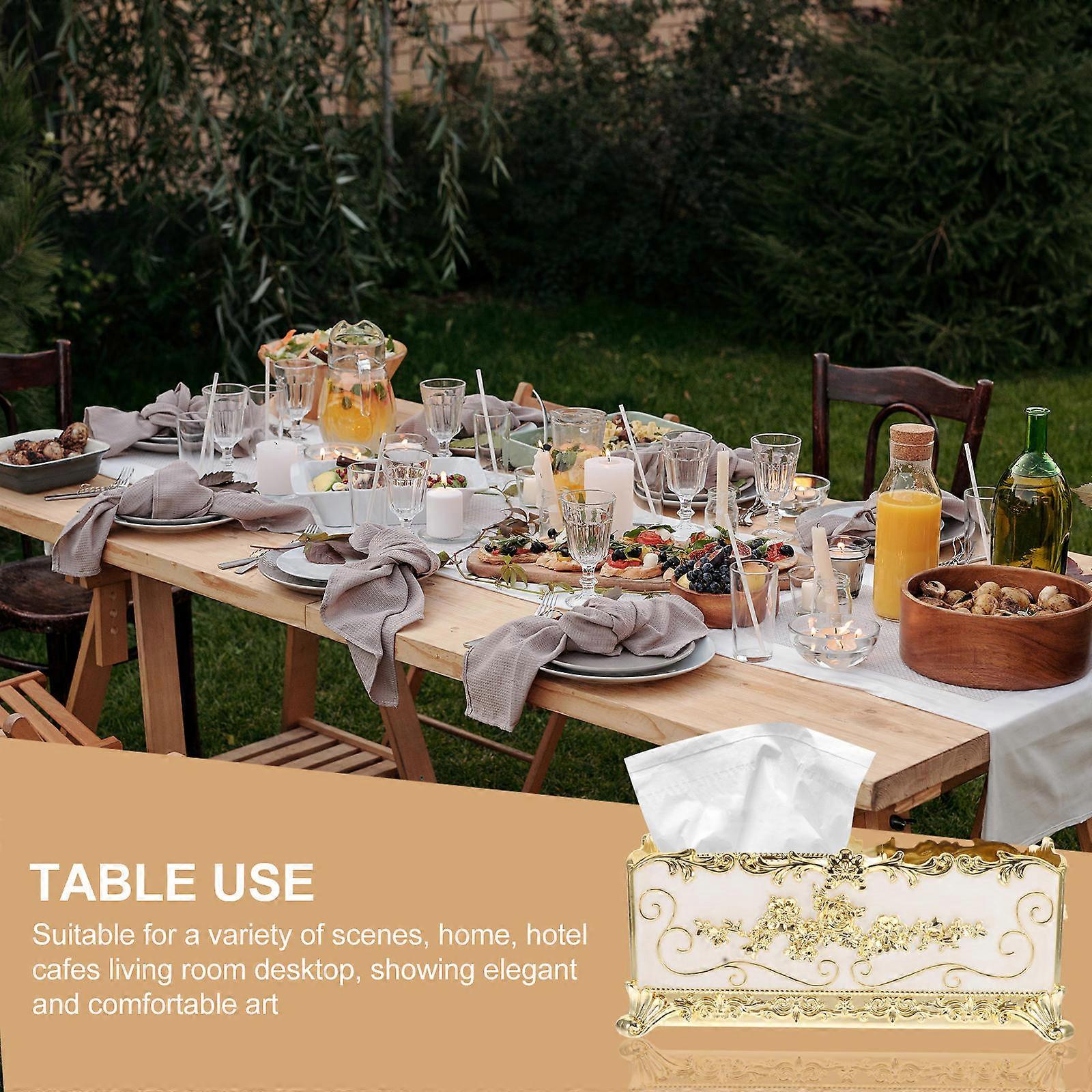 Rose Patterned Tissue Box for Storage Use European Style Tissue Holder