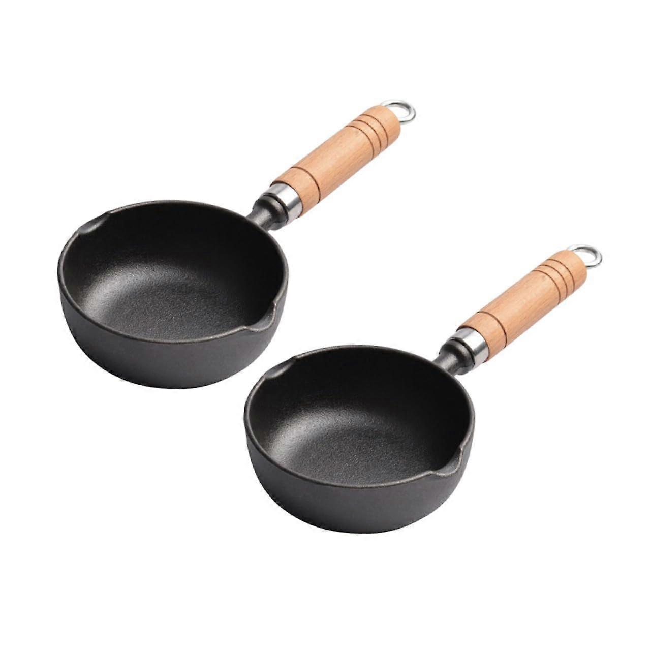 Mini Omelette Maker Cast Iron Skillet Set 2Piece NonStick SpaceSaving