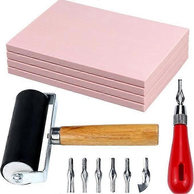 12Pack Linoleum Blocks for Printmaking with Cutter Tools, Rubber Stamp Making Kit Linoleum Printmak