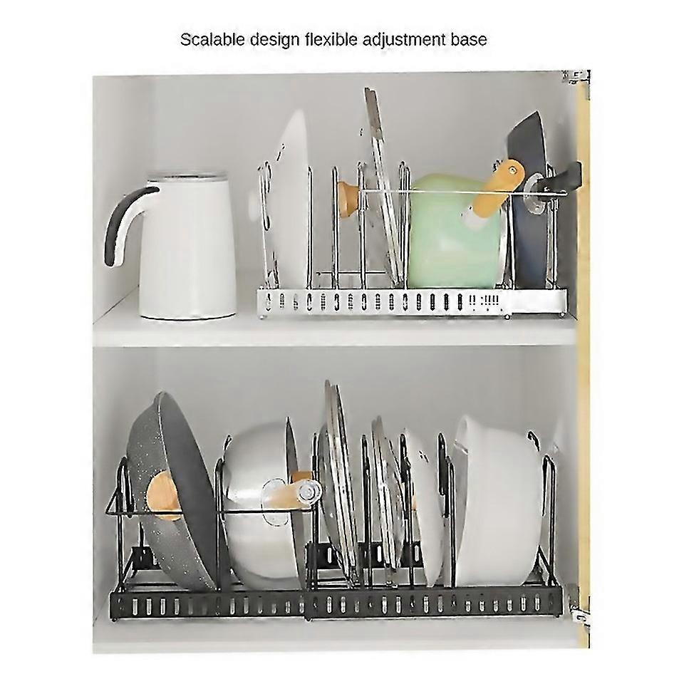 For Pan Organiser Rack Pot Lid Organizers With Dividers Expandable