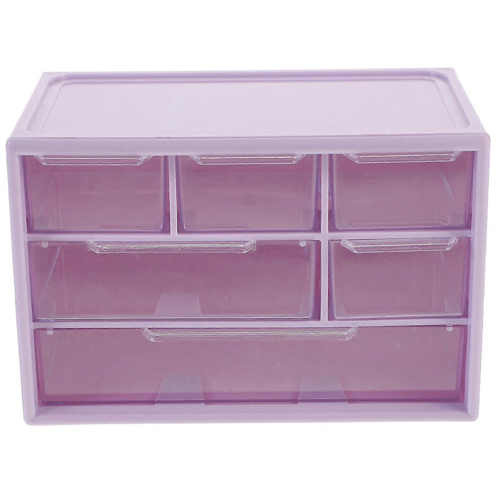 Purple Plastic Drawer Organizer Box for Desktop Storage 3Pcs Set