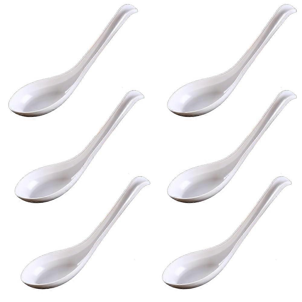 Rice Spoons Set Of 6 White Won Ton Soup Spoons Chinese Style Asian Plain Style Ramen Noodle Soup Ladle