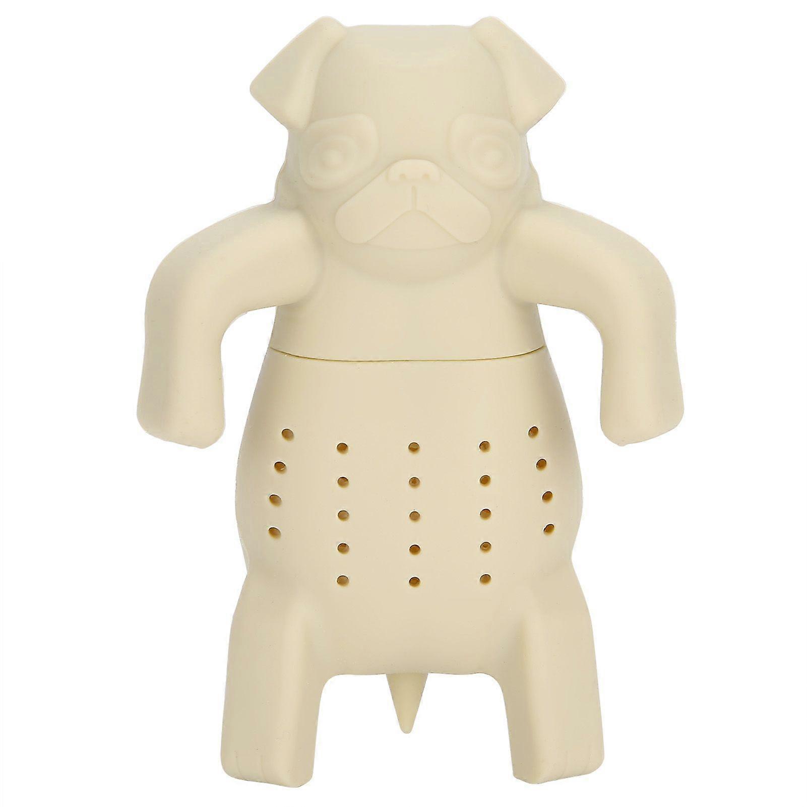 Cute Dog Shape Tea Strainer Silicone Tea Leaf Infuser Filter for Home Office Use Beige