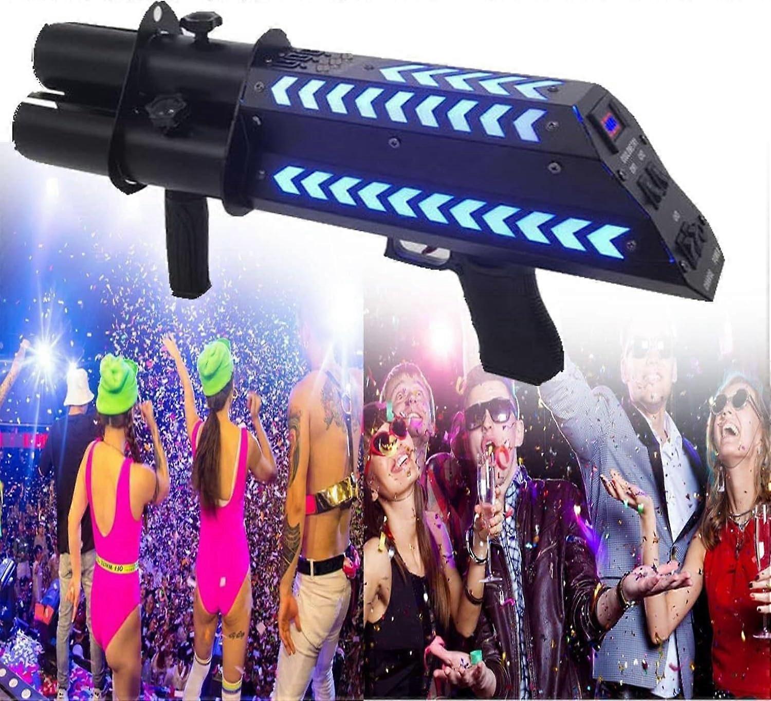 Wireless Confetti Cannon, Electric Confetti Cannon, Handheld Stage Electronic Triple Salute Cannon for Party Lighting