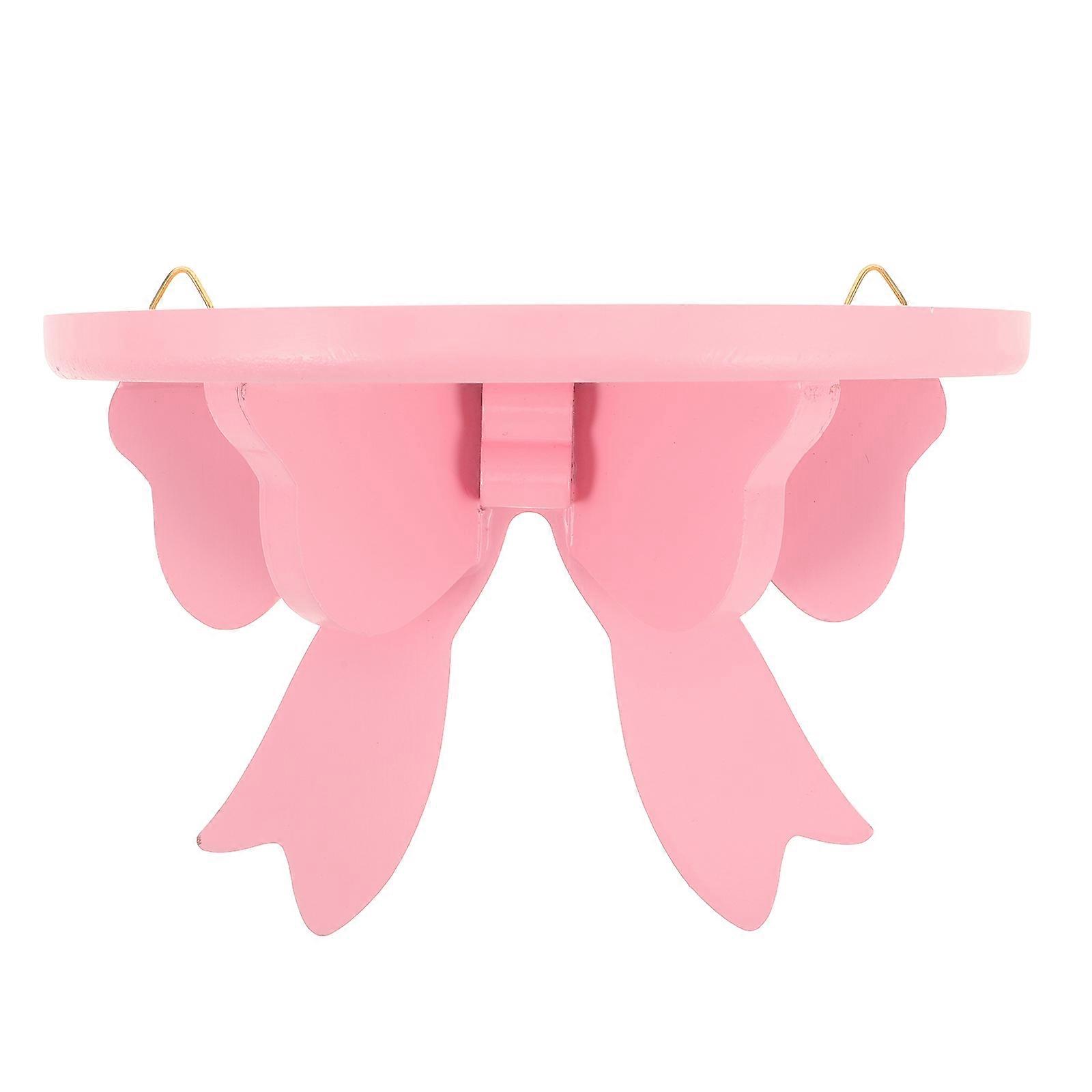 Heart Shaped Wood Shelf Floating Shelf for Office Pink Color Decoration 1Set