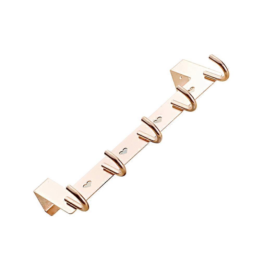 Hook Mounted Aluminum Hook Rack for Clothes 2Pcs with 5 Hooks Beige