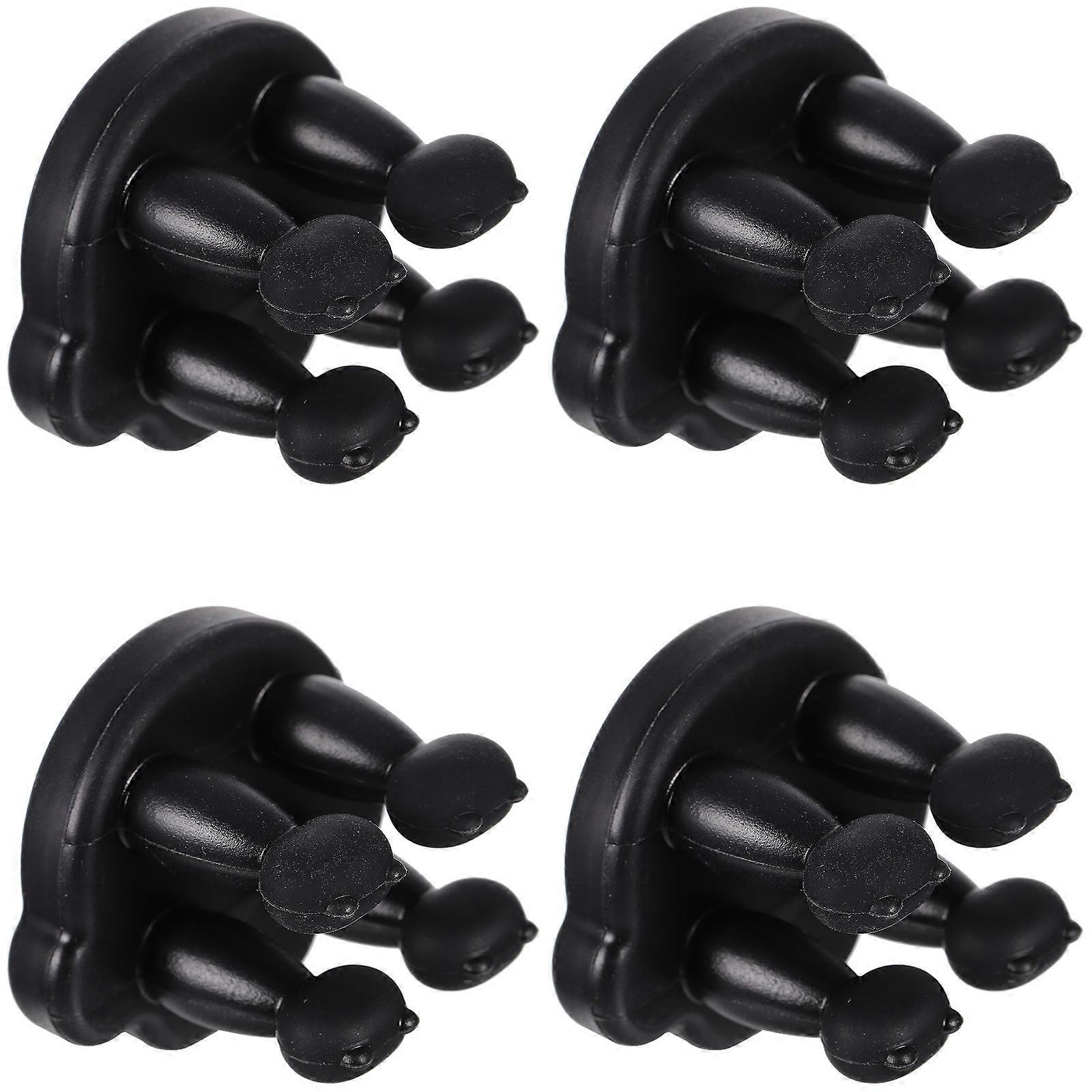 Bathroom Hardware Silicone Hanging Hook Multipurpose Non-slip Black 4.2x4x3.3cm 4pcs