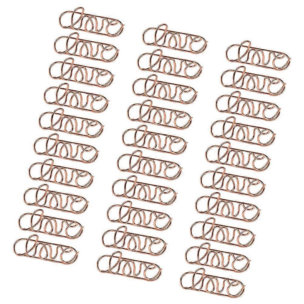 Cartoon Design Paper Clip 60 Pcs Organizing Documents Rose Gold 3.3X1 Cm Perfect For Students Office Workers