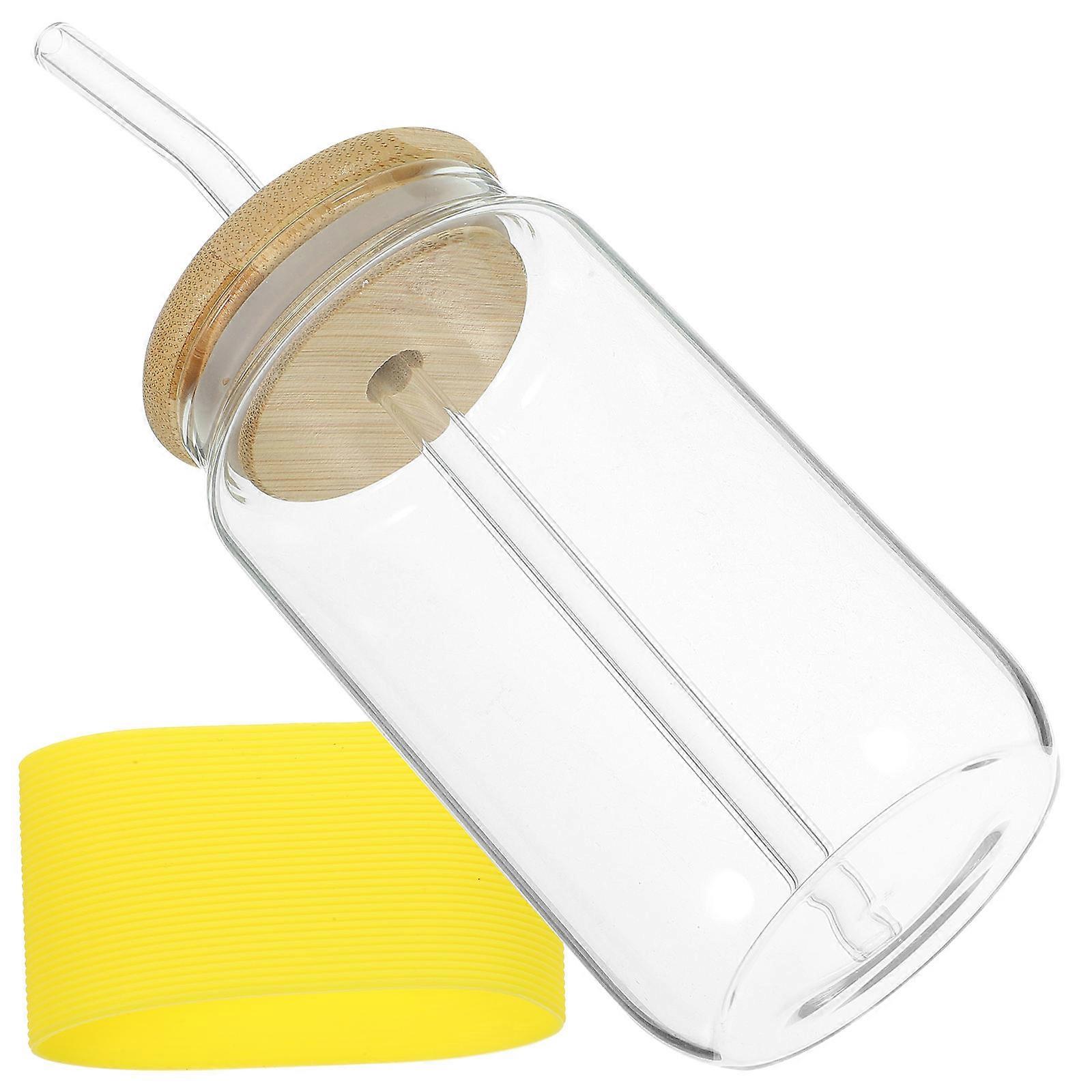 Glass Drinking Cups Water Cup for Cold Drinks 5Pcs with Straw Included
