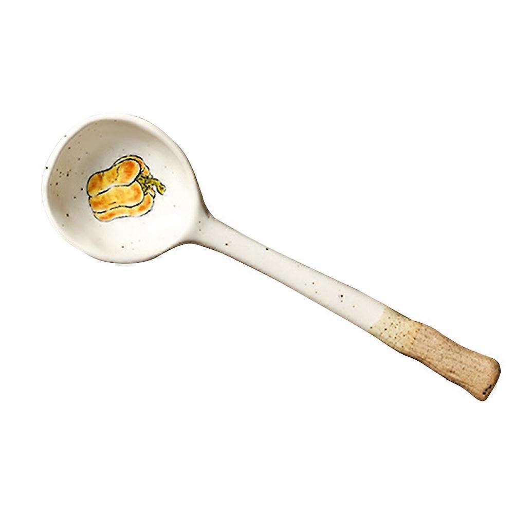 Adorable Ceramic Spoon Soup Spoon for Kitchen Use 5Pcs Beige