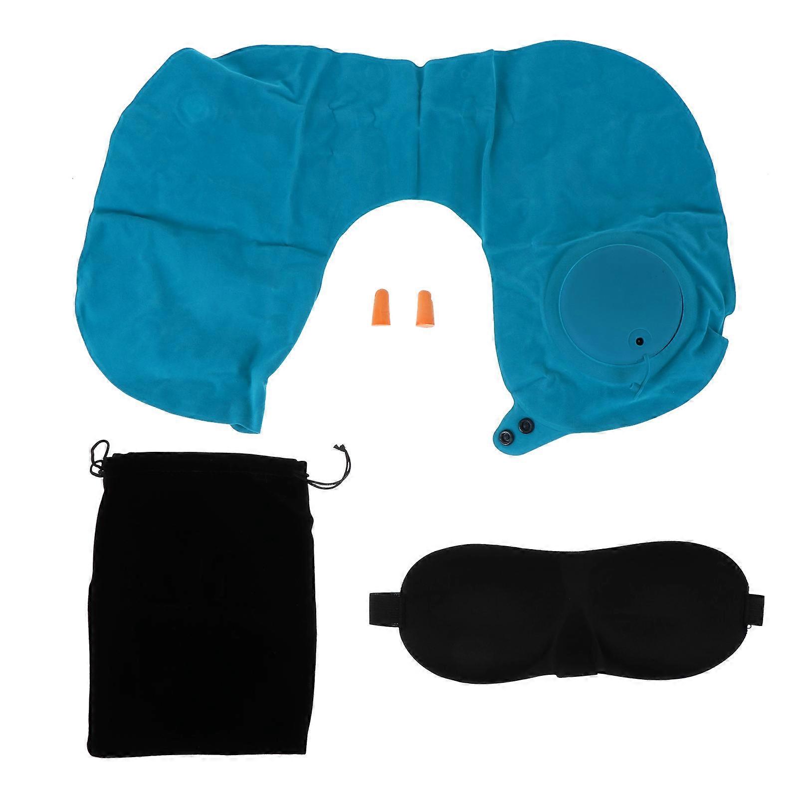 U Shaped Neck Support Inflatable Pillow Set with Eye Mask 2Sets for Travel