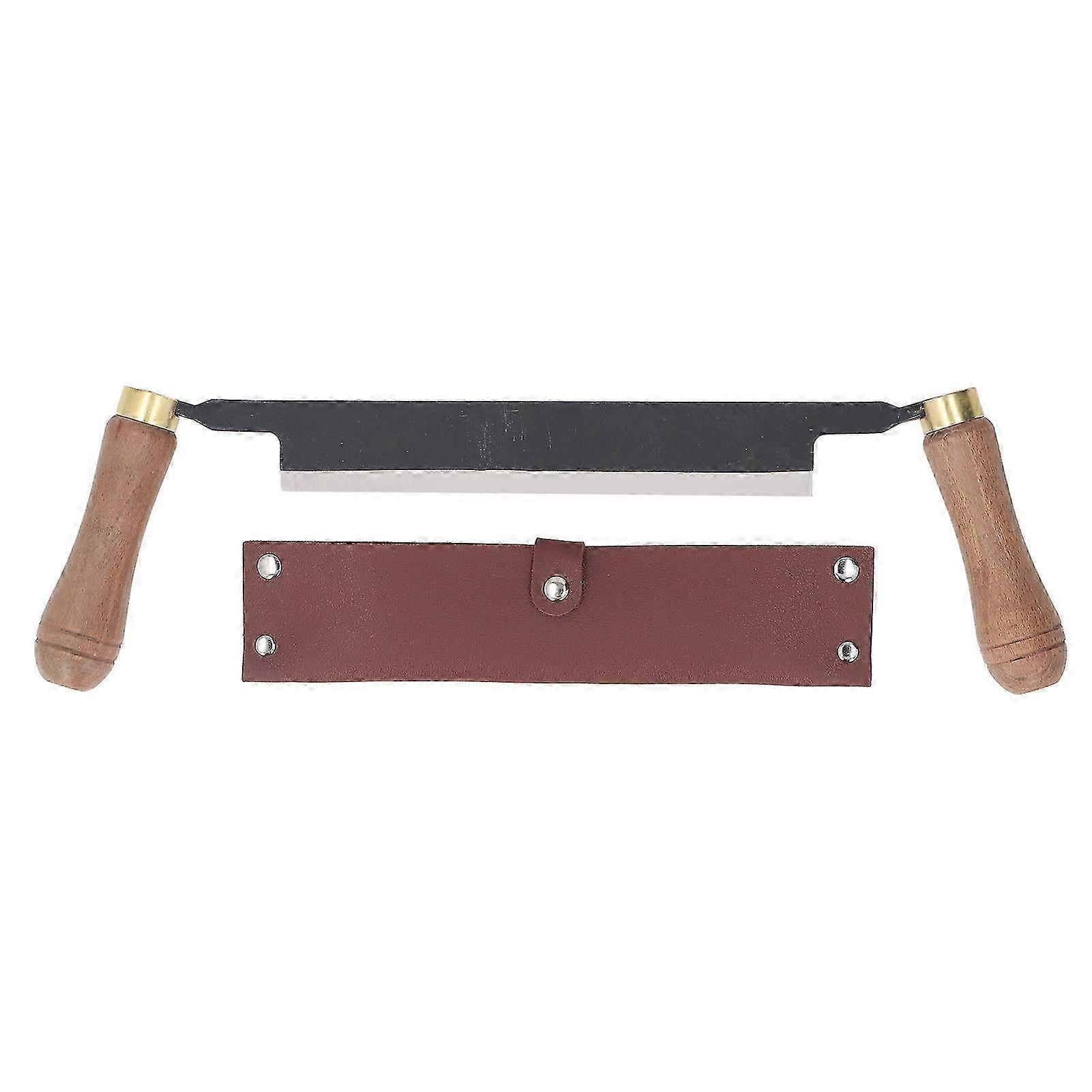2025 8 Inch Straight Drawknife Tree Bark Scraper with Sheath Dual Handle Debarking Tool for Woodworking Projects