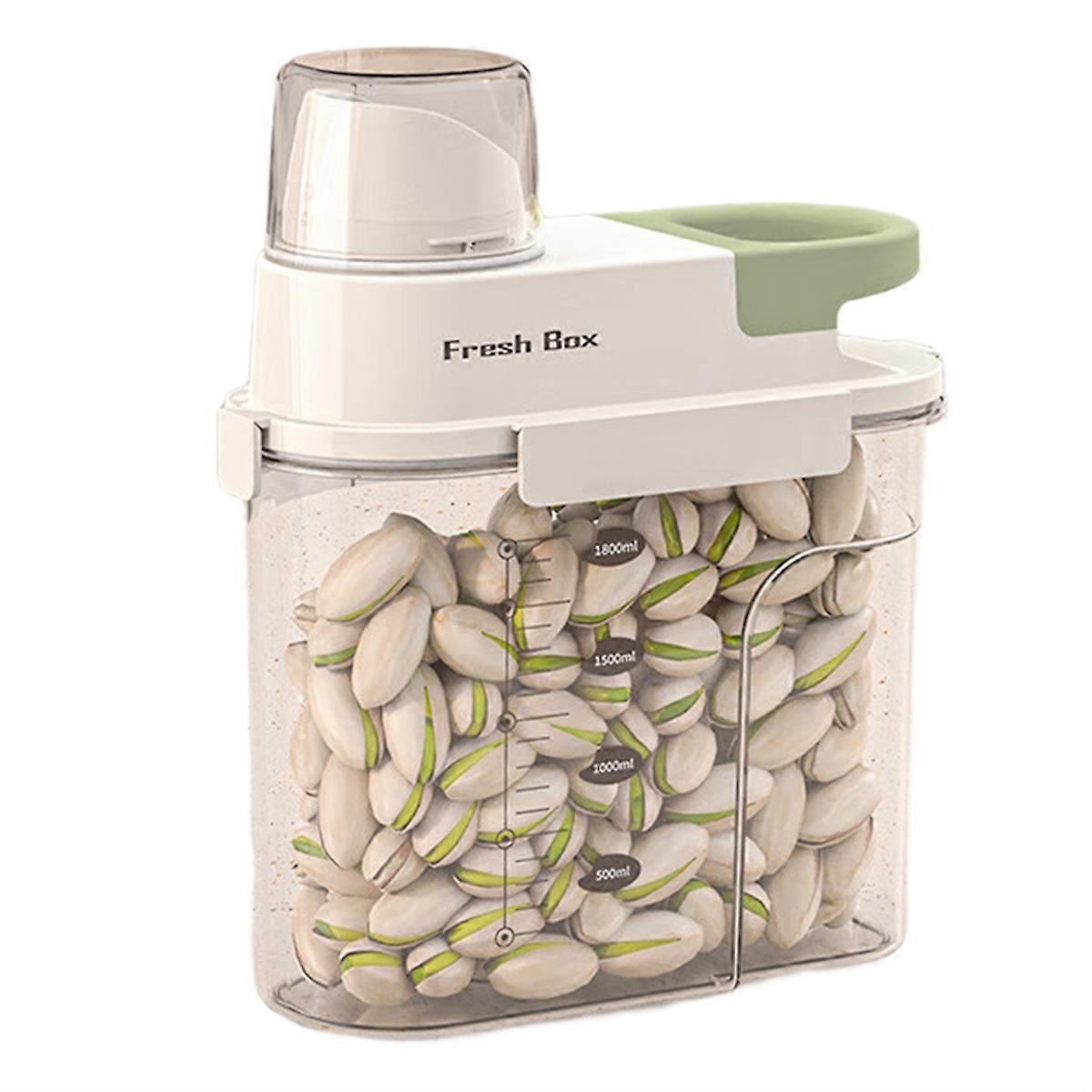 Sealed and Moisture-Proof Food Storage Container Designed with Measuring Cup Large Capacity Storage Box 1800ML Green