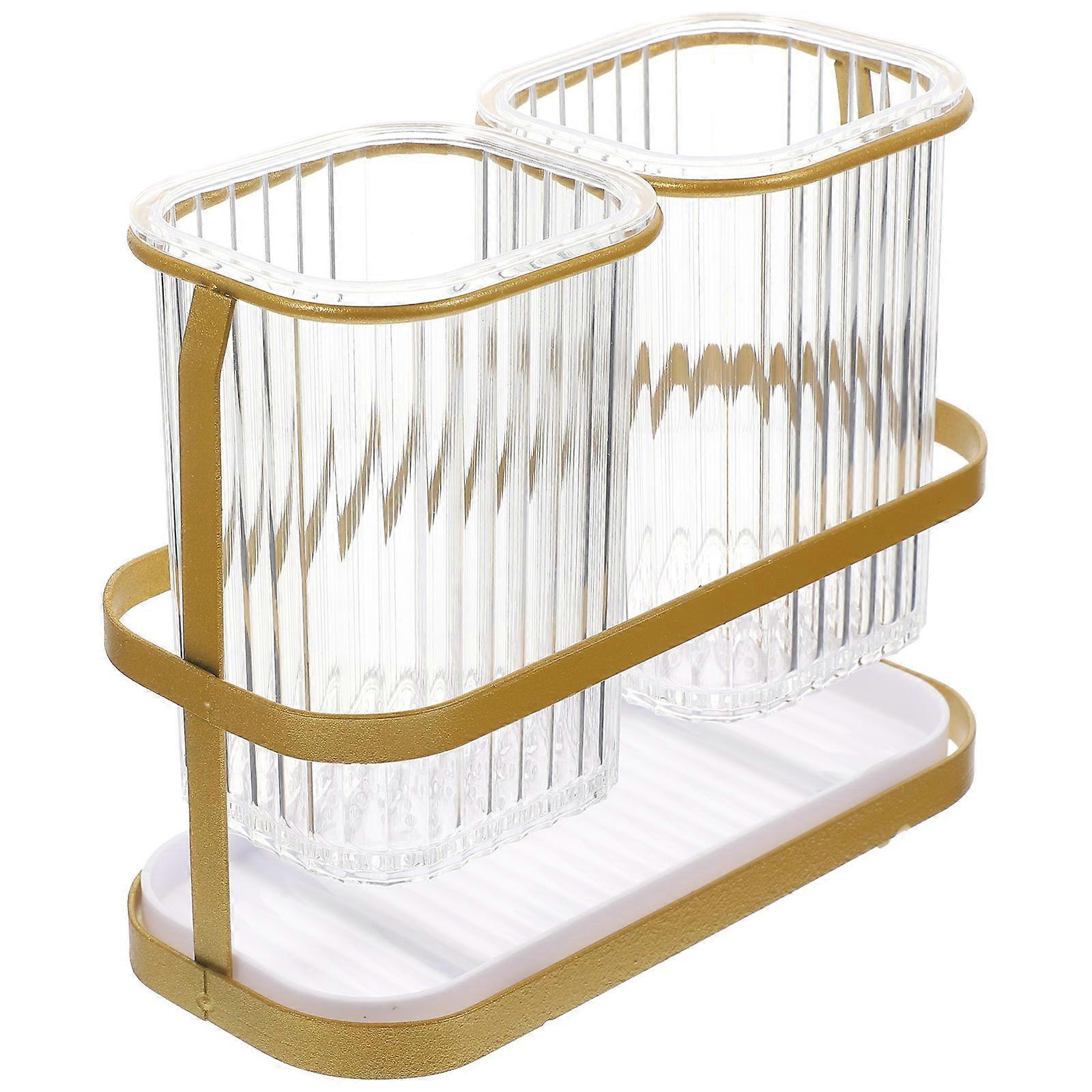 Kitchen Decor Wall Mount Chopstick Holder for Storage 2Pcs Golden