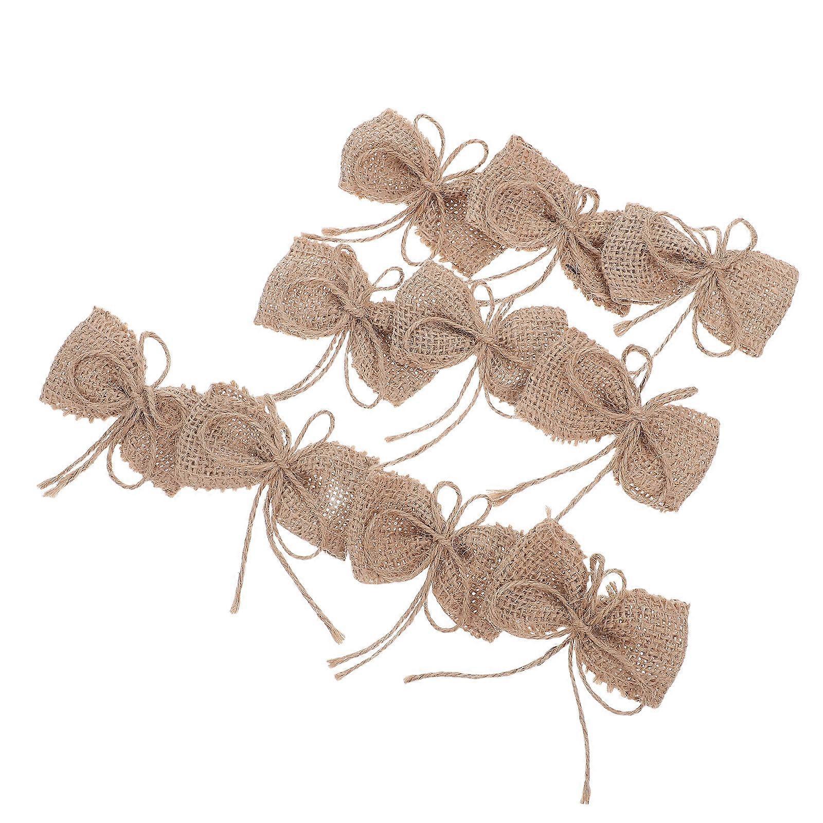 Party Cloth Accessory Burlap Bow for Handmade Decoration 30Pcs