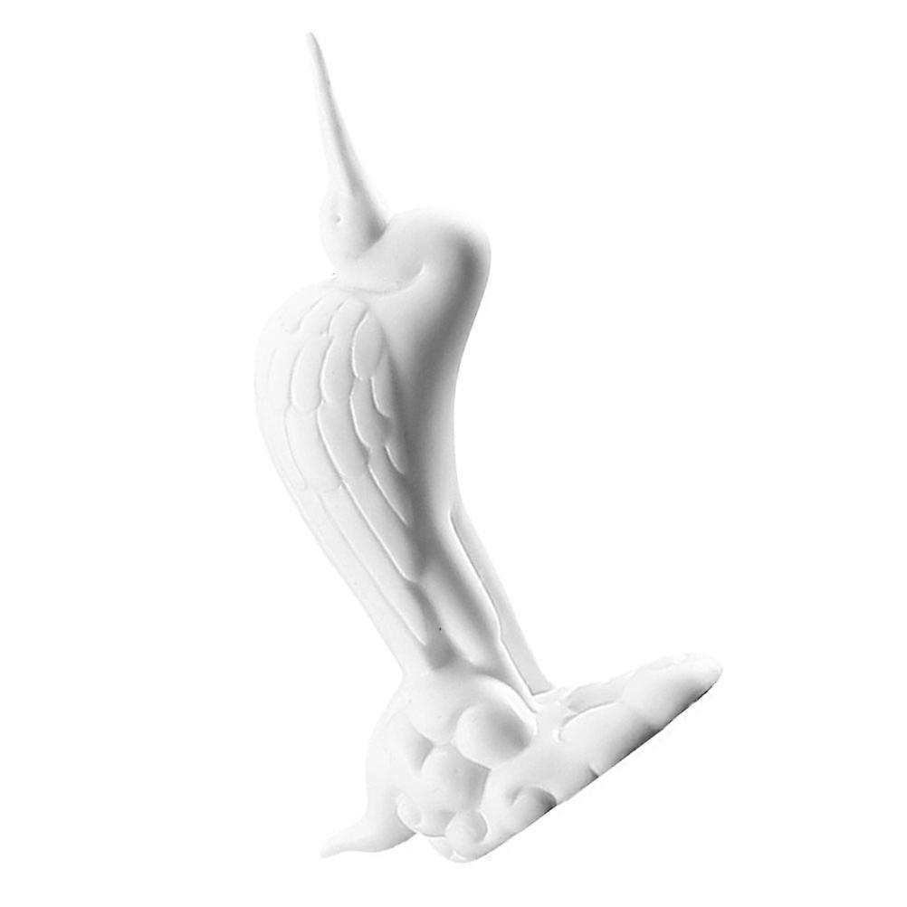 White Crane Statue Ceramic Ornament for Decoration 2Pcs Desktop Figurines