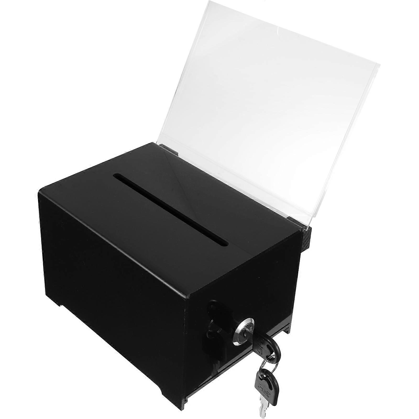 Black Voting Box with Lock Donation Box for Fundraising 3Pcs Collection