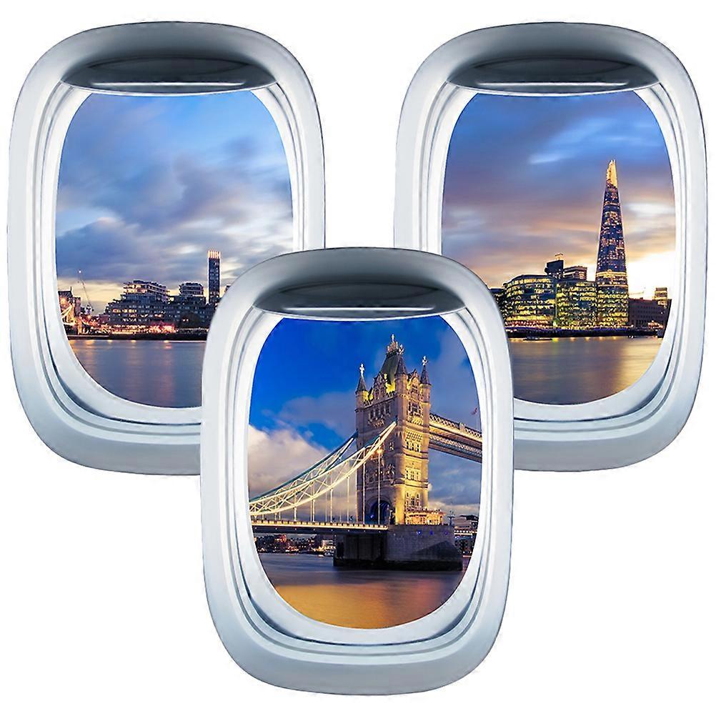 Simulated Airplane Window Decal Window Sticker for Wall Decor 15Pcs
