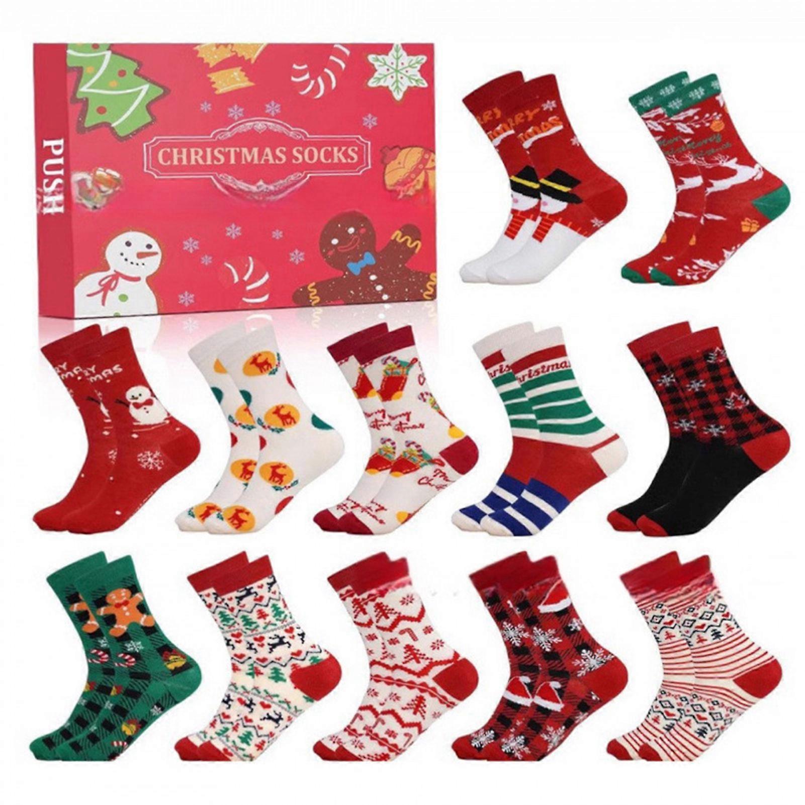 24 Days of Xmas Advents Calendar Sock Present Daily Surprise With 24 Unique Festive Socks for Festive Family Gatherings