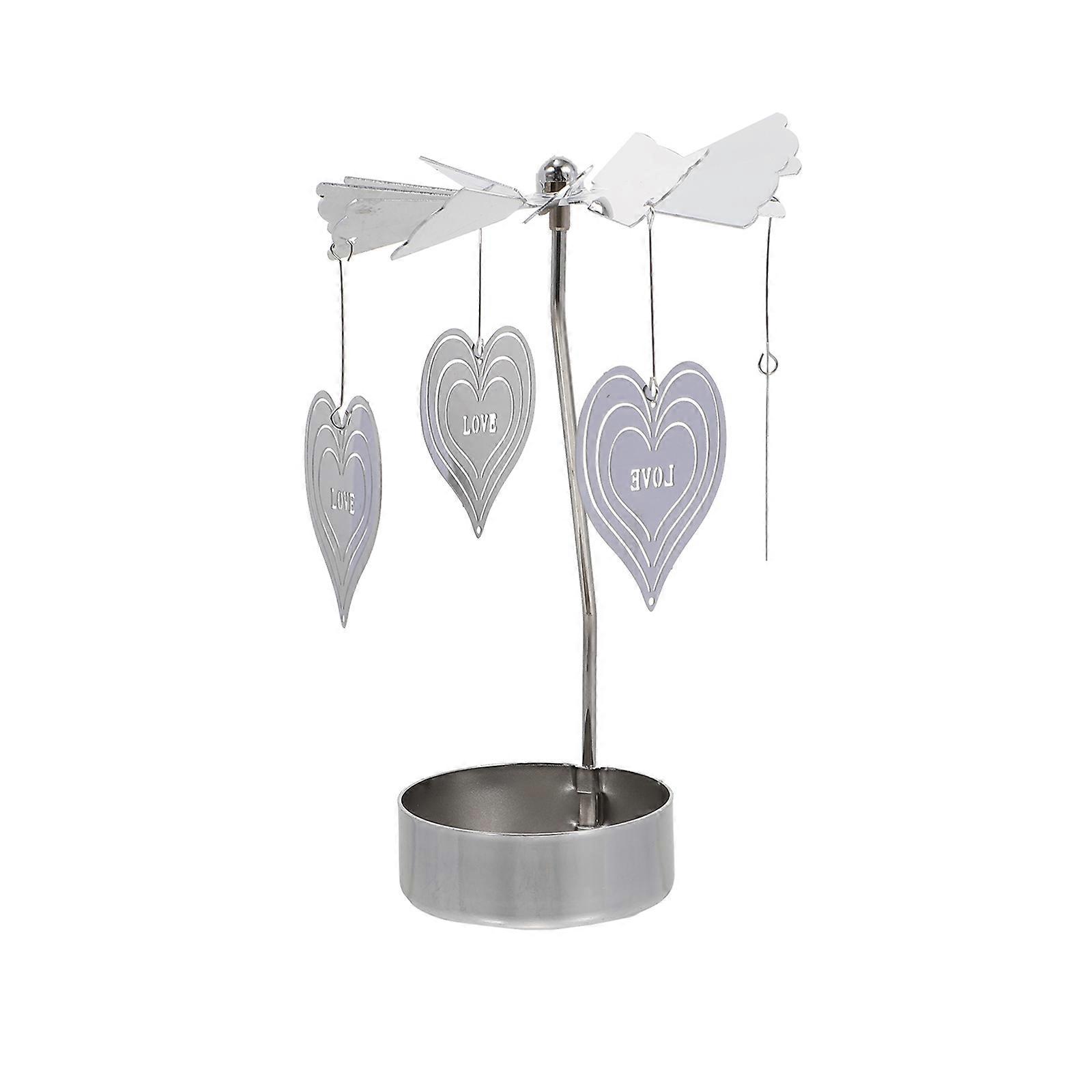 Rotating Candlestick for Decoration 3Pcs Silver Restaurant Table Decor