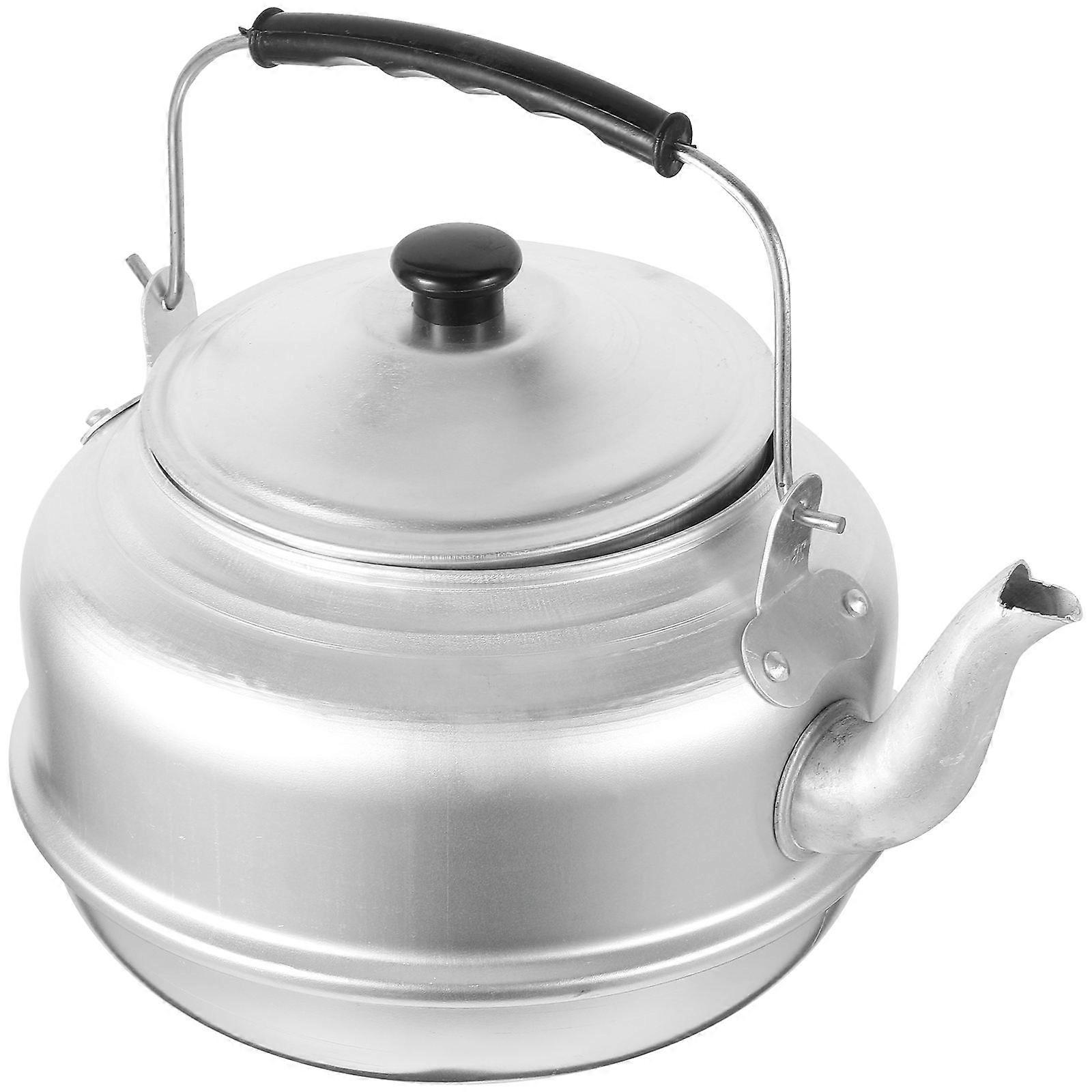 Silver Home Tea Kettle with Lid Handle Aluminum Teapot