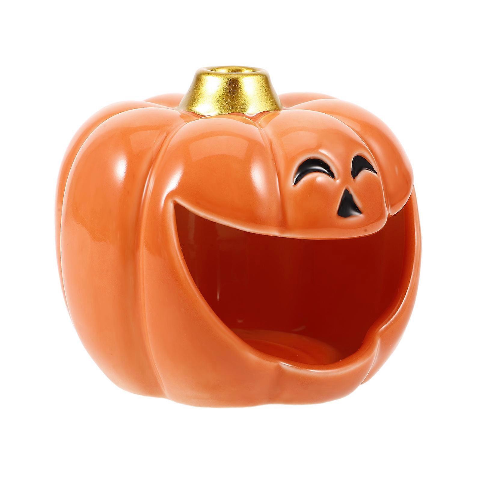 Orange Ceramic Incense Burner Sage Holder for Burning 5Pcs Pumpkin Style
